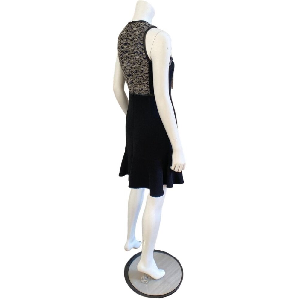 Rebecca Taylor Sleeveless Flared Hem Tweed Dress - Black/Grey, Size 4 - Picture 5 of 16